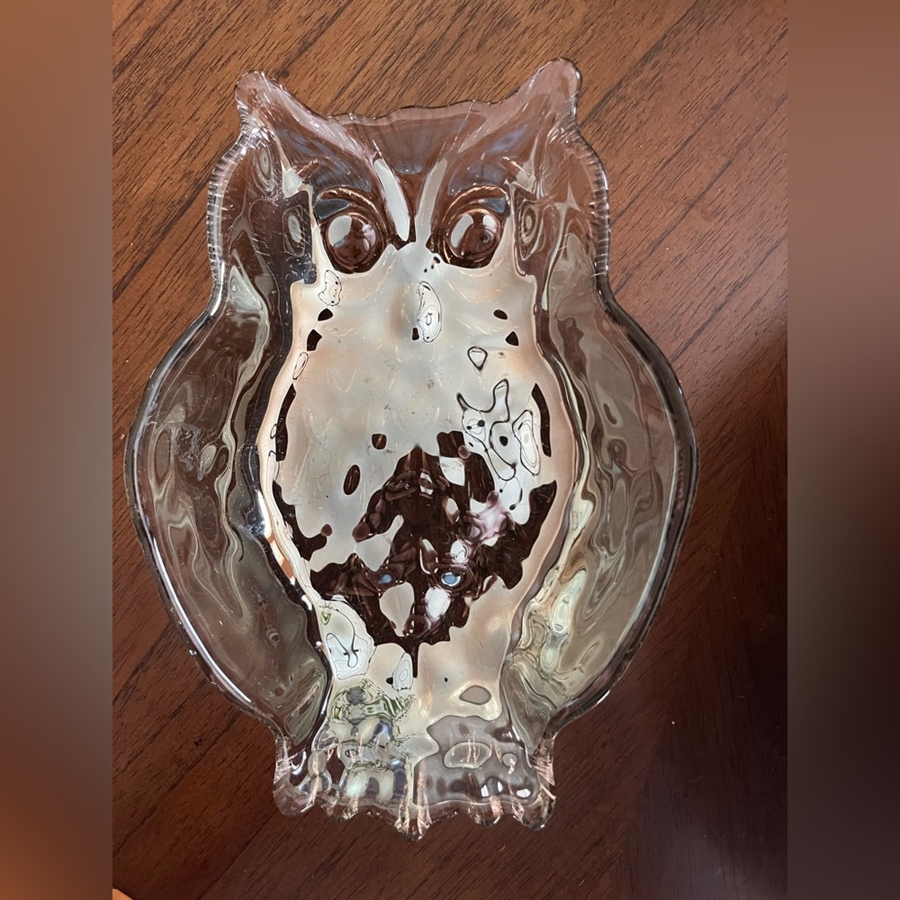 Iridescent Glass Owl Decorative Trivet